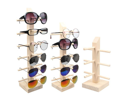 Wooden sunglasses display racks