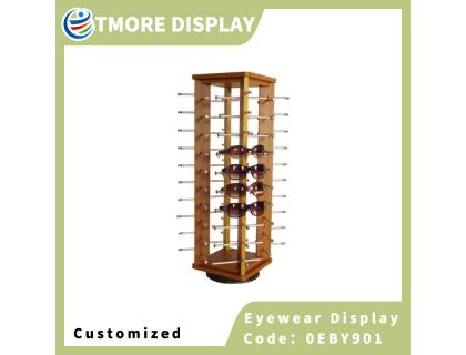 0EBY901 Wooden sunglasses display racks rotating display stand shelf for store