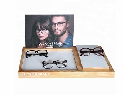 Glasses display tray wooden Optical display custom counter top display for retail YJ628 